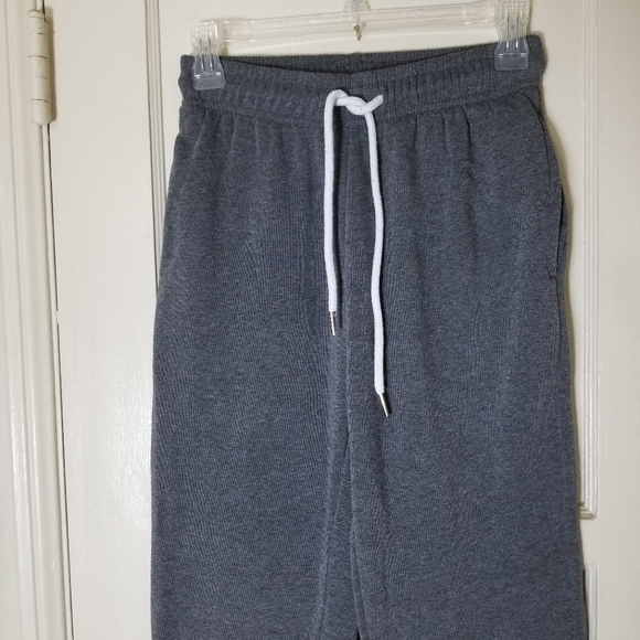 J & K S gray sweatpants jogger white stripe banded ankle - Picture 3 of 7